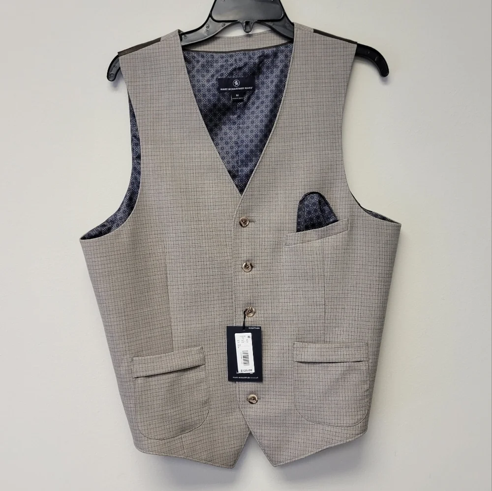 Hart Schaffner Marx Plaid Vest Tan M